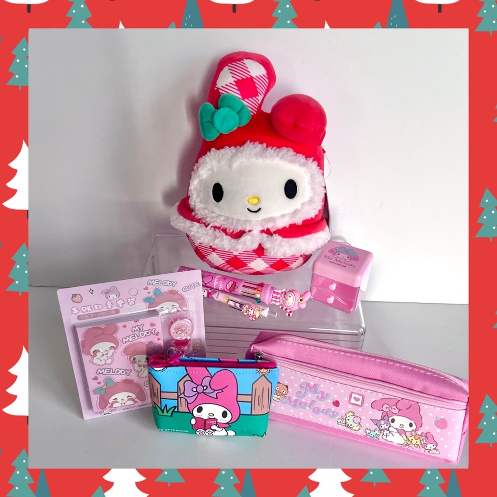 🩷(MY320) My Melody Adorable 7-Piece Christmas Plush Bundle!